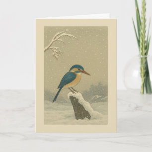 Kingfisher in the Snow - Japanese Christmas Card