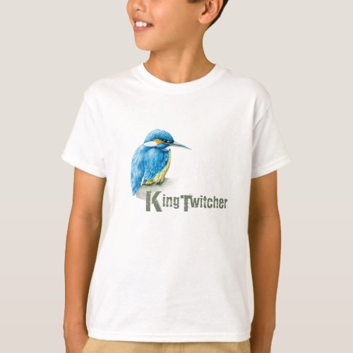 Kingfisher King Twitcher Birdwatcher kids t_shirt