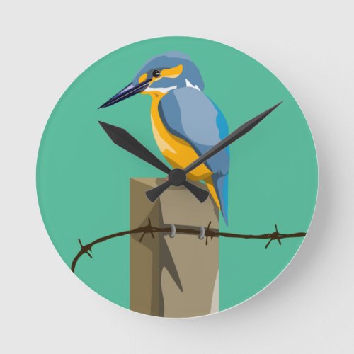 Kingfisher Kotare NZ bird Round Clock