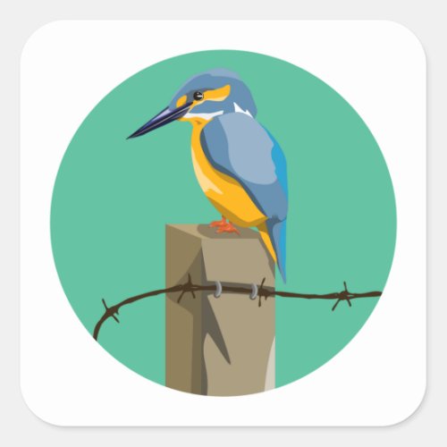 Kingfisher Kotare NZ bird Square Sticker