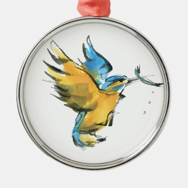 Kingfisher Metal Ornament (Front)