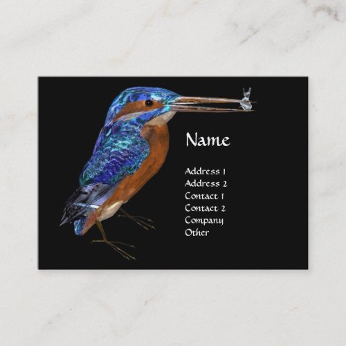 KINGFISHER  MONOGRAM  Electric Blue Black Business Card