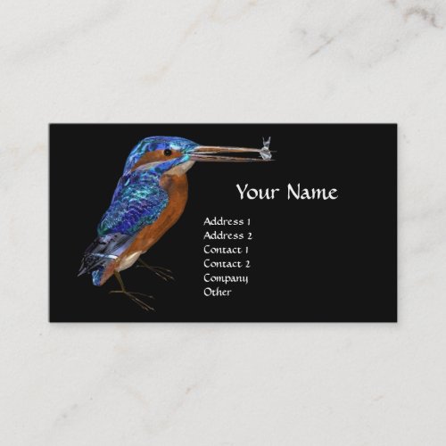 KINGFISHER  MONOGRAM  Electric Blue Black Business Card