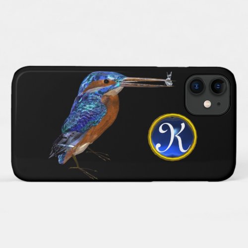 KINGFISHER  MONOGRAM  Electric Blue Black iPhone 11 Case