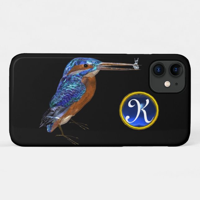 KINGFISHER  MONOGRAM , Electric Blue, Black Case-Mate iPhone Case (Back (Horizontal))