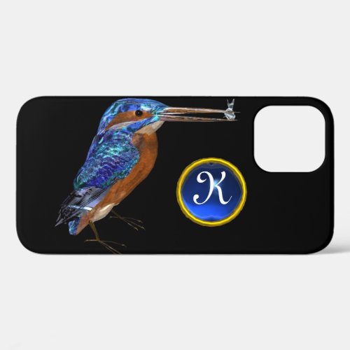 KINGFISHER  MONOGRAM  Electric Blue Black iPhone 12 Case