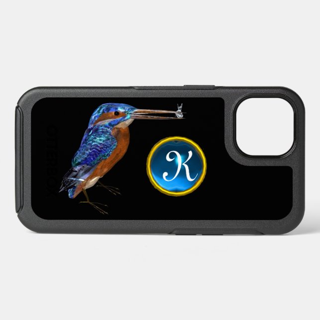 KINGFISHER  MONOGRAM , Electric Blue, Black   Otterbox iPhone Case (Back Horizontal)
