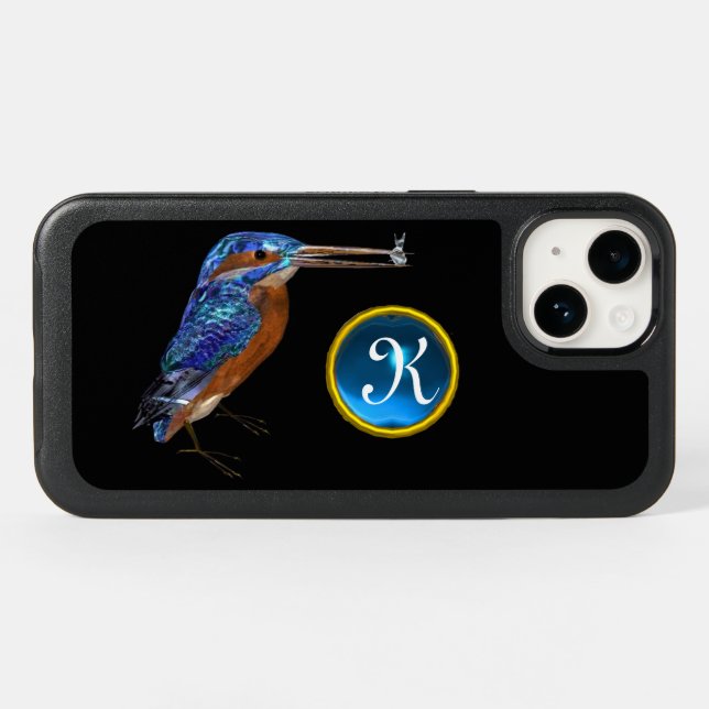 KINGFISHER  MONOGRAM , Electric Blue, Black  Otterbox iPhone Case (Back Horizontal)