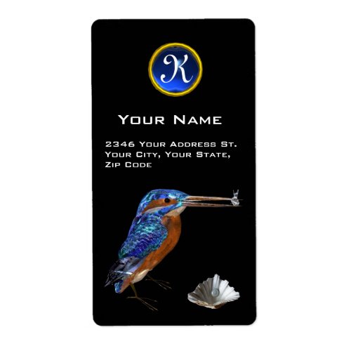 KINGFISHER MONOGRAM  Electric Blue Sapphire Label