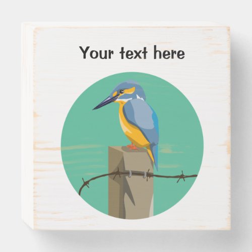 Kingfisher  NZ Birds Wooden Box Sign