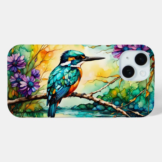 Kingfisher perched over water Wildflowers  Case-Mate iPhone Case (Back (Horizontal))