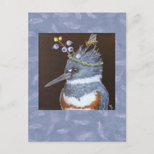 kingfisher postcard Maine blueberries