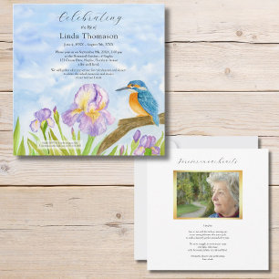 Kingfisher Purple Irises Celebration of Life Invitation