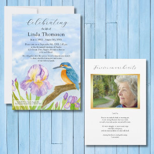 Kingfisher Purple Irises Celebration of Life Invitation