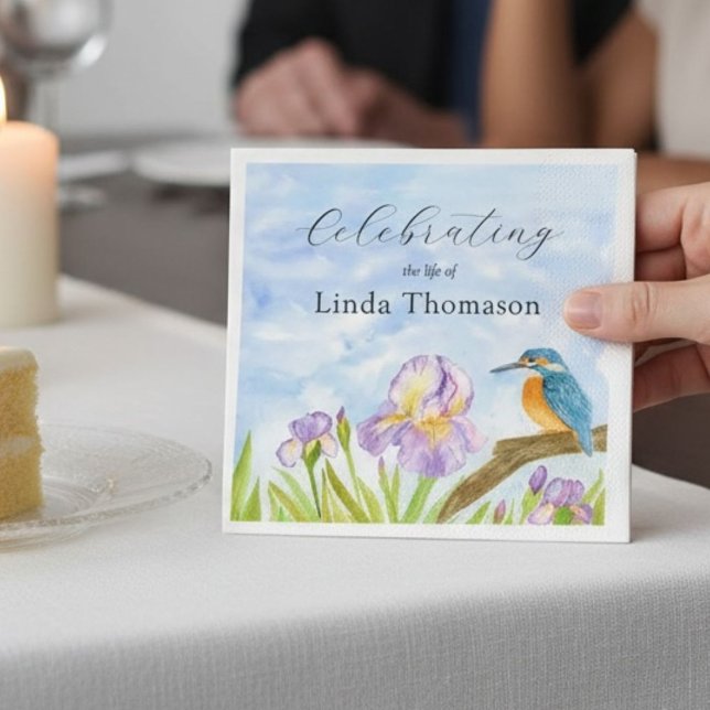  Kingfisher Purple Irises Celebration of Life Napkins (Creator Uploaded)