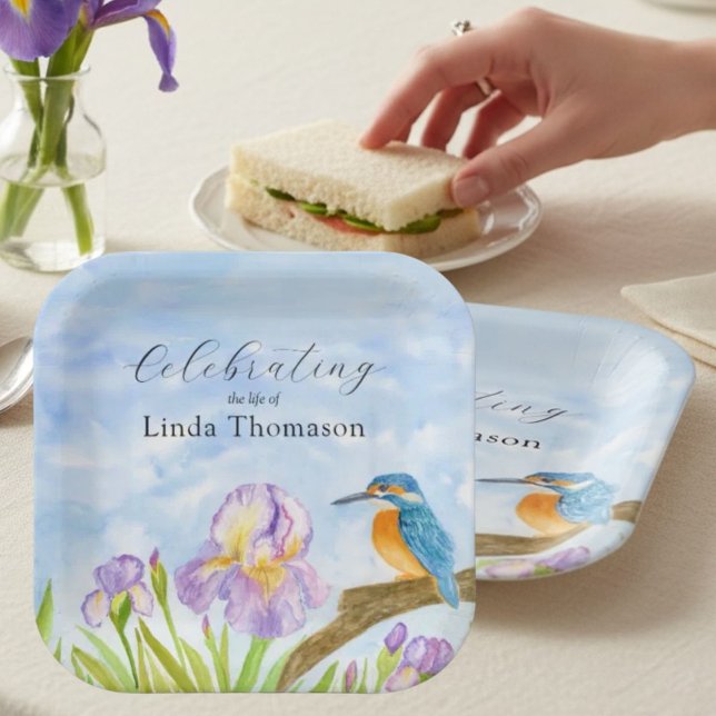  Kingfisher Purple Irises Celebration of Life Paper Plates (Creator Uploaded)