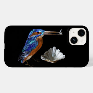 KINGFISHER,SEA SHELL AND PEARL Electric Blue,Black Case-Mate iPhone 14 Case