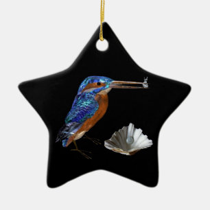KINGFISHER ,SEASHELLS BLUE SAPPHIRE STAR MONOGRAM CERAMIC ORNAMENT