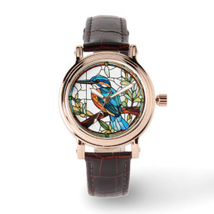 Kingfisher Stained Glass Orange Blue Bird Watch