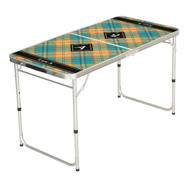 Kingfisher Tartan Beer Pong Table (Angled)
