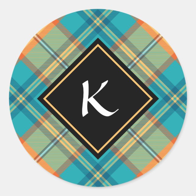 Kingfisher Tartan Classic Round Sticker (Front)