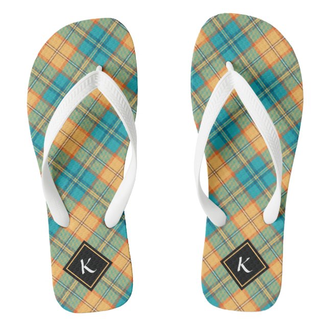 Kingfisher Tartan Flip Flops (Footbed)