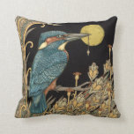 Kingfisher Throw Pillow<br><div class="desc">My Original Drawing of "The Kingfisher" created in ink & gold leaf makes a stylish accessory for your room with an Art Nouveau feel</div>