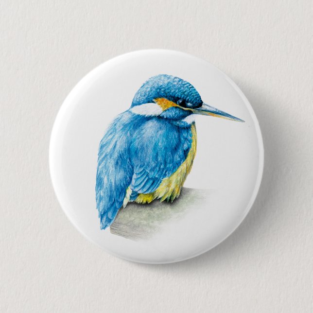 Kingfisher Watercolor art button/badge Button (Front)