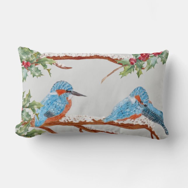 Kingfisher with a plan of action  lumbar pillow (Front)