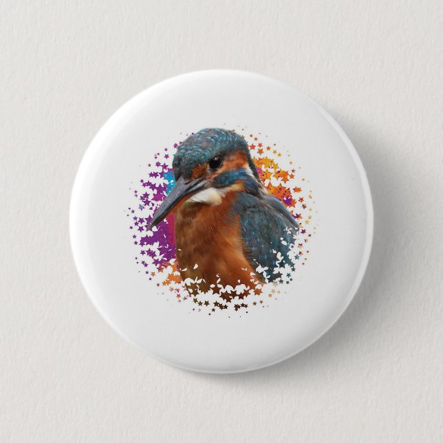 Kingfisher with colorful background button (Front)