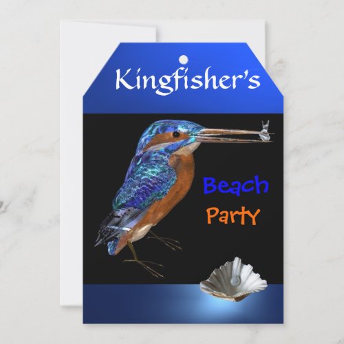 KINGFISHERS  BEACH PARTYBlueBlack Invitation