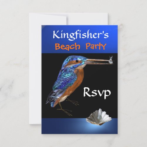 KINGFISHERS  BEACH PARTY Rsvpblackblue RSVP Card