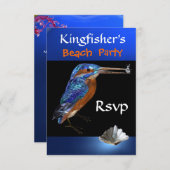 KINGFISHERS  BEACH PARTY Rsvp,black,blue RSVP Card (Front/Back)