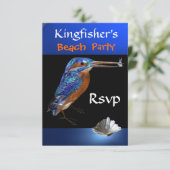 KINGFISHERS  BEACH PARTY Rsvp,black,blue RSVP Card (Standing Front)