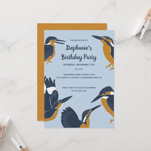 Kingfishers Illustrations Bird Lovers Party Invitation