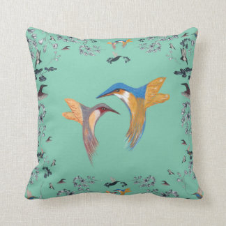 Kingfishers in Love Summer Theme Throw Pillow