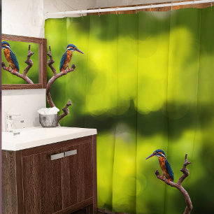Kingfishers On Branches Shower Curtain