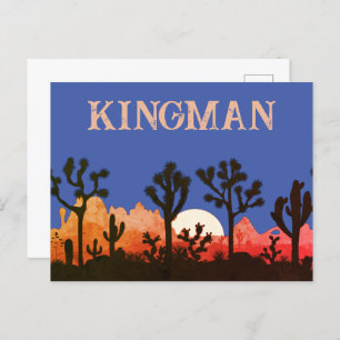 Kingman Arizona Cactus Moonrise Southwest Sunset Postcard