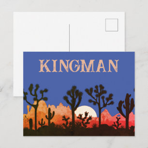 Kingman Arizona Cactus Moonrise Southwest Sunset Postcard