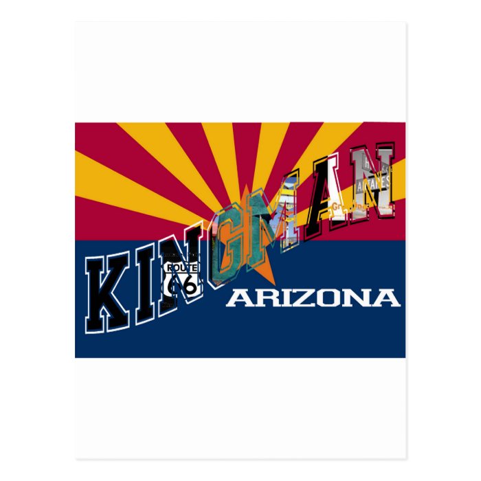 Kingman Arizona Flag Route 66 Postcard