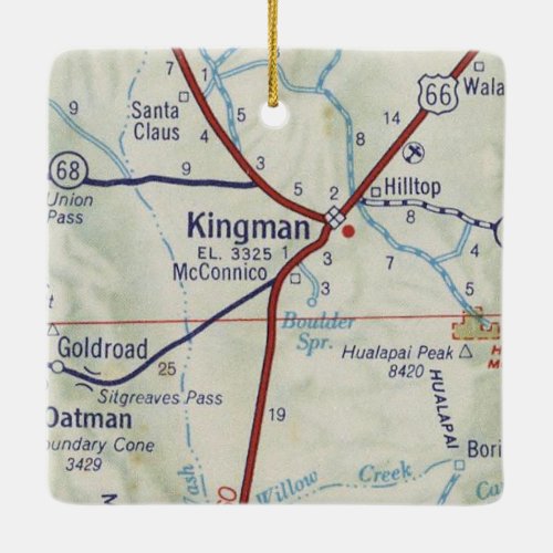 Kingman AZ Vintage Map Ceramic Ornament