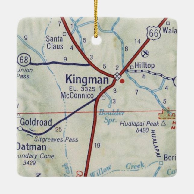 Kingman AZ Vintage Map Ceramic Ornament (Back)
