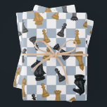 Kings and Queens Chess Chessmaster Game Wrapping Paper Sheets<br><div class="desc">Check mate! This cute chess board illustration with dancing pieces makes a perfect finishing touch for the chess player or game enthusiast in your life.</div>