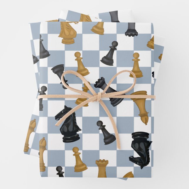 Kings and Queens Chess Chessmaster Game Wrapping Paper Sheets (In situ)