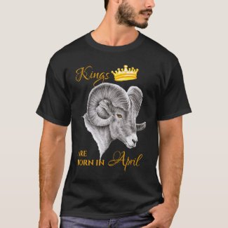 Kings are born in April Aries Zodiac Ram Crown art