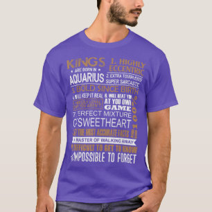 Kings Are Born In Aquarius Birthday January Gift T-Shirt