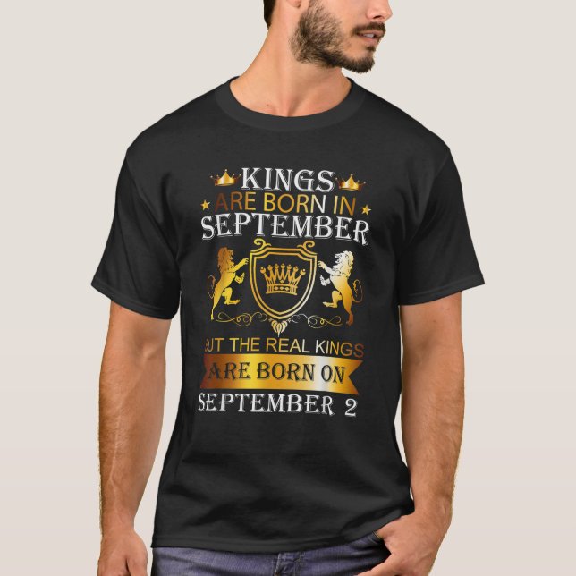 Kings Are Born On September 2nd Birthday Bday Mens T-Shirt (Front)