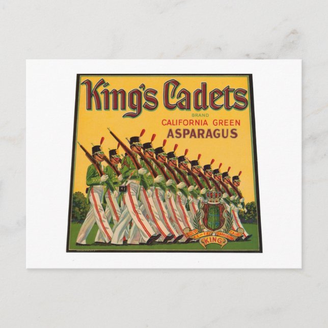 Kings Cadets Asparagus Vintage Crate Label Postcard (Front)