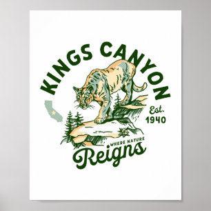 Kings Canyon National Park California Cougar Art Poster
