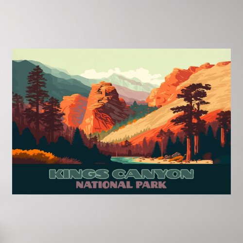 Kings Canyon National Park California Mountains Poster